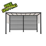 Sunjoy Group Modern 10 x 12 Metal Pergola with Privacy Screen and White Adjustable Canopy