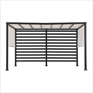 Modern 10 x 12 Metal Pergola with Privacy Screen and White Adjustable Canopy