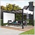 Modern 10 x 12 Metal Pergola with Privacy Screen and White Adjustable Canopy