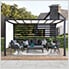 Modern 10 x 12 Metal Pergola with Privacy Screen and White Adjustable Canopy