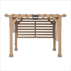 10 x 11 Modern Wooden Hot Tub Pergola Kit with Tan Adjustable Canopy