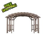 Sunjoy Group SummerCove 10 x 14 Modern Light Gray Wooden Arched Pergola Kit with Shelves