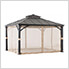 11 x 13 Black Aluminum Hardtop Gazebo with Hook and Netting