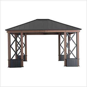 13 x 15 Hardtop Aluminum Framed Gazebo with Planters and Ceiling Hook