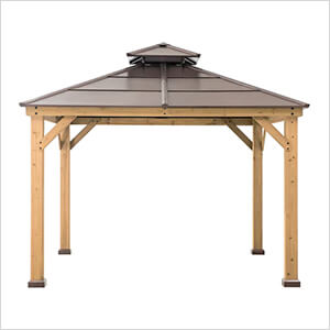 11 x 11 Wooden 2-Tier Hardtop Gazebo with Ceiling Hook