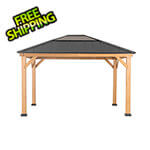 Sunjoy Group 11 x 13 Wooden Hardtop Gazebo with Ceiling Hook