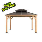 Sunjoy 11 x 13 Wooden 2-Tier Hardtop Gazebo with Ceiling Hook