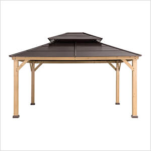 13 x 15 Wooden 2-Tier Hardtop Gazebo with Ceiling Hook