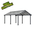 Sunjoy AutoCove 12 x 20 Steel Frame Gable Roof Metal Carport / Gazebo with 2 Ceiling Hooks