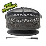 Sunjoy Group 30-Inch Steel Wood Burning Fire Pit with Spark Screen and Fire Poker