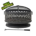 Sunjoy 30-Inch Steel Wood Burning Fire Pit with Spark Screen and Fire Poker