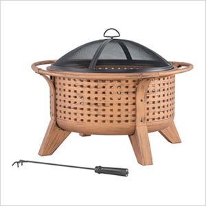 30-Inch Copper Steel Wood Burning Fire Pit with Spark Screen and Fire Poker