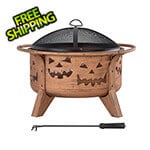 Sunjoy Group 30-Inch Copper Steel Wood Burning Fire Pit with Spark Screen and Fire Poker