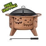 Sunjoy 30-Inch Copper Steel Wood Burning Fire Pit with Spark Screen and Fire Poker