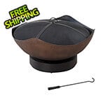 Sunjoy Group 32-Inch Steel Wood Burning Fire Pit with Spark Screen and Fire Poker