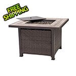 Sunjoy 38-Inch Propane Fire Pit Table with Ceramic Tile Tabletop and Lava Rocks