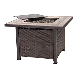 38-Inch Propane Fire Pit Table with Ceramic Tile Tabletop and Lava Rocks