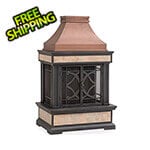 Sunjoy Group 57-Inch Wood Burning Fireplace with Fire Poker