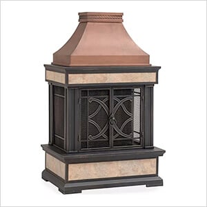 57-Inch Wood Burning Fireplace with Fire Poker