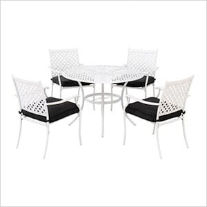 5-Piece Steel Dining Set with Seat Cushions