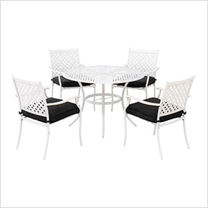 5-Piece Steel Dining Set with Seat Cushions