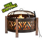 Sunjoy Group 31-Inch Steel Wood Burning Fire Pit with Spark Screen and Fire Poker