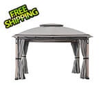Sunjoy Group SummerCove 11 x 13 Steel Soft Top Gazebo with LED Light, Bluetooth Sound and Hook