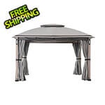 Sunjoy SummerCove 11 x 13 Steel Soft Top Gazebo with LED Light, Bluetooth Sound and Hook