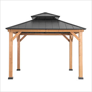 11 x 11 Wooden 2-Tier Hardtop Gazebo with Ceiling Hook