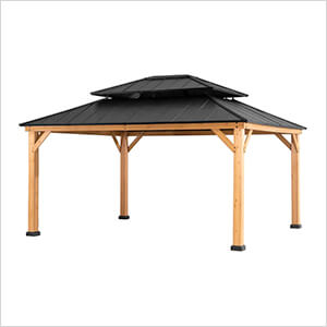 13 x 15 Wooden 2-Tier Hardtop Gazebo with Ceiling Hook