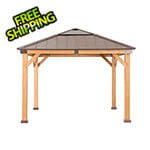 Sunjoy 11 x 11 Wooden Hardtop Gazebo with Ceiling Hook