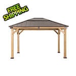 Sunjoy Group 11 x 13 Wooden Hardtop Gazebo with Ceiling Hook