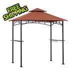 Sunjoy Group 5 x 8 Steel Soft Top Grill Gazebo with Bar Shelves