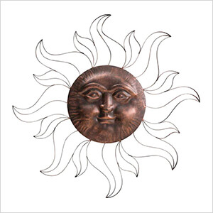 Vintage Iron Copper Sun Face Wall Decor