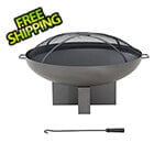 Sunjoy Group AmberCove 40-Inch Steel Wood Burning Fire Pit with Spark Screen and Fire Poker
