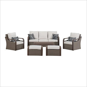 6-Piece Wicker Patio Conversation Furniture Set