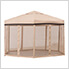 11 x 11 Hexagon Pop Up Portable Soft Top Gazebo with Netting