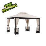 Sunjoy Group 11 x 13 Steel 2-Tier Soft Top Gazebo with Curtain and Netting