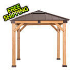 Sunjoy Group 9 x 9 Wooden Hardtop Gazebo with Ceiling Hook