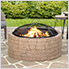 26-Inch Wood Burning Stone Fire Pit with Spark Screen and Poker