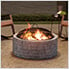 26-Inch Wood Burning Stone Fire Pit with Spark Screen and Poker