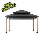 Sunjoy SummerCove 13 x 15 Wooden 2-Tier Hardtop Gazebo with Ceiling Hook