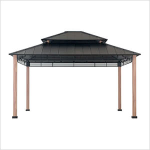 SummerCove 13 x 15 Wooden 2-Tier Hardtop Gazebo with Ceiling Hook