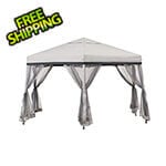 Sunjoy Group 11 x 11 Hexagon Pop Up Portable Soft Top Gazebo with Netting