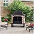 48-Inch Wood Burning Stone Fireplace with Fire Poker and Removable Grate