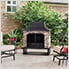 48-Inch Wood Burning Stone Fireplace with Fire Poker and Removable Grate
