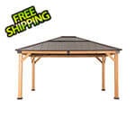 Sunjoy 13 x 15 Wooden Hardtop Gazebo with Ceiling Hook