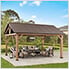 13 x 15 Wooden Gable Roof Hardtop Pavilion Gazebo with Ceiling Hook