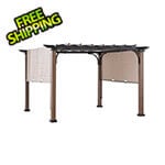 Sunjoy 11 x 11 Modern Metal Pergola Kit with Tan Adjustable Canopy