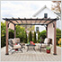 11 x 11 Modern Metal Pergola Kit with Tan Adjustable Canopy